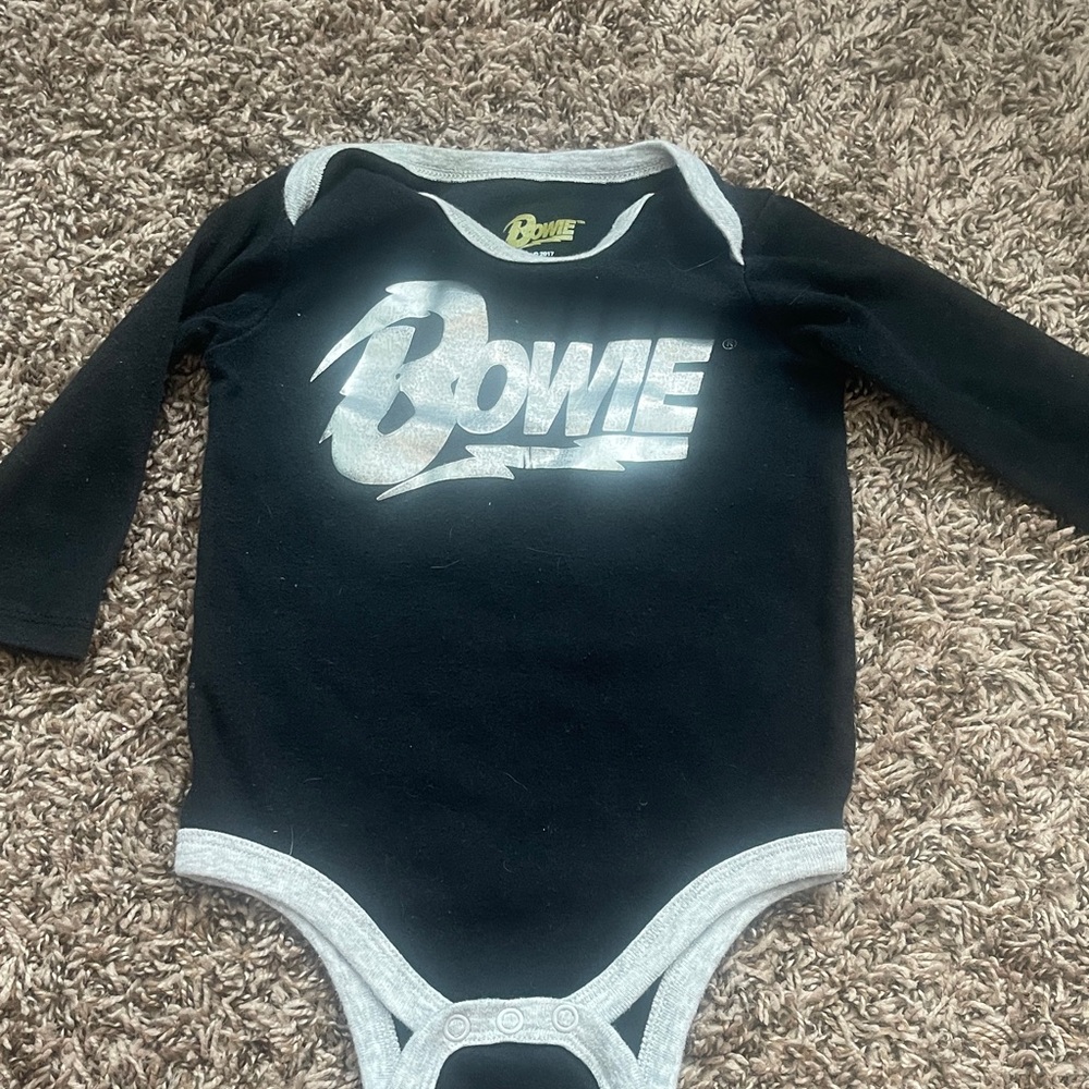 David Bowie baby onesie black 12 months